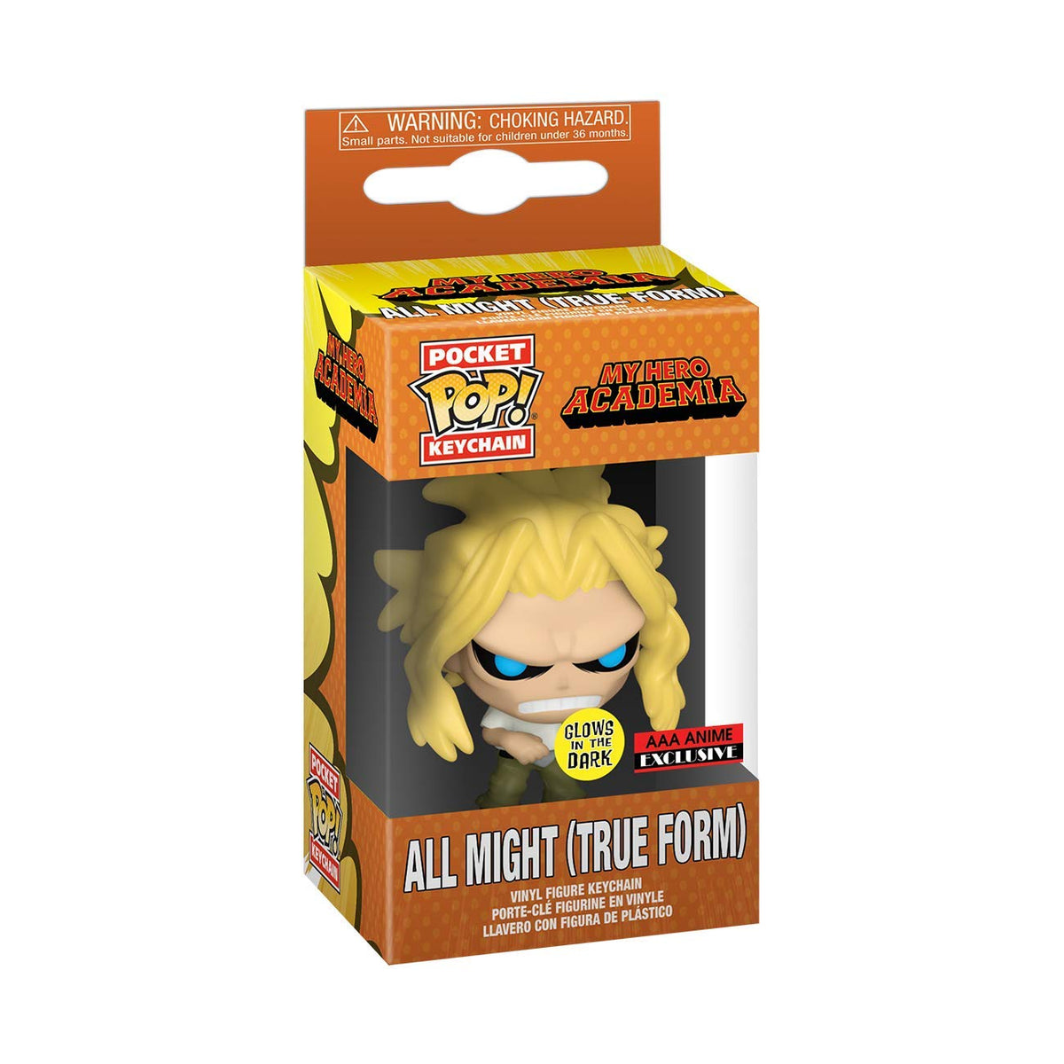 Funko Pocket POP: My Hero academia-All Might (True Form) -Glow in the Dark- AAA Exclusive Vinyl Keychain