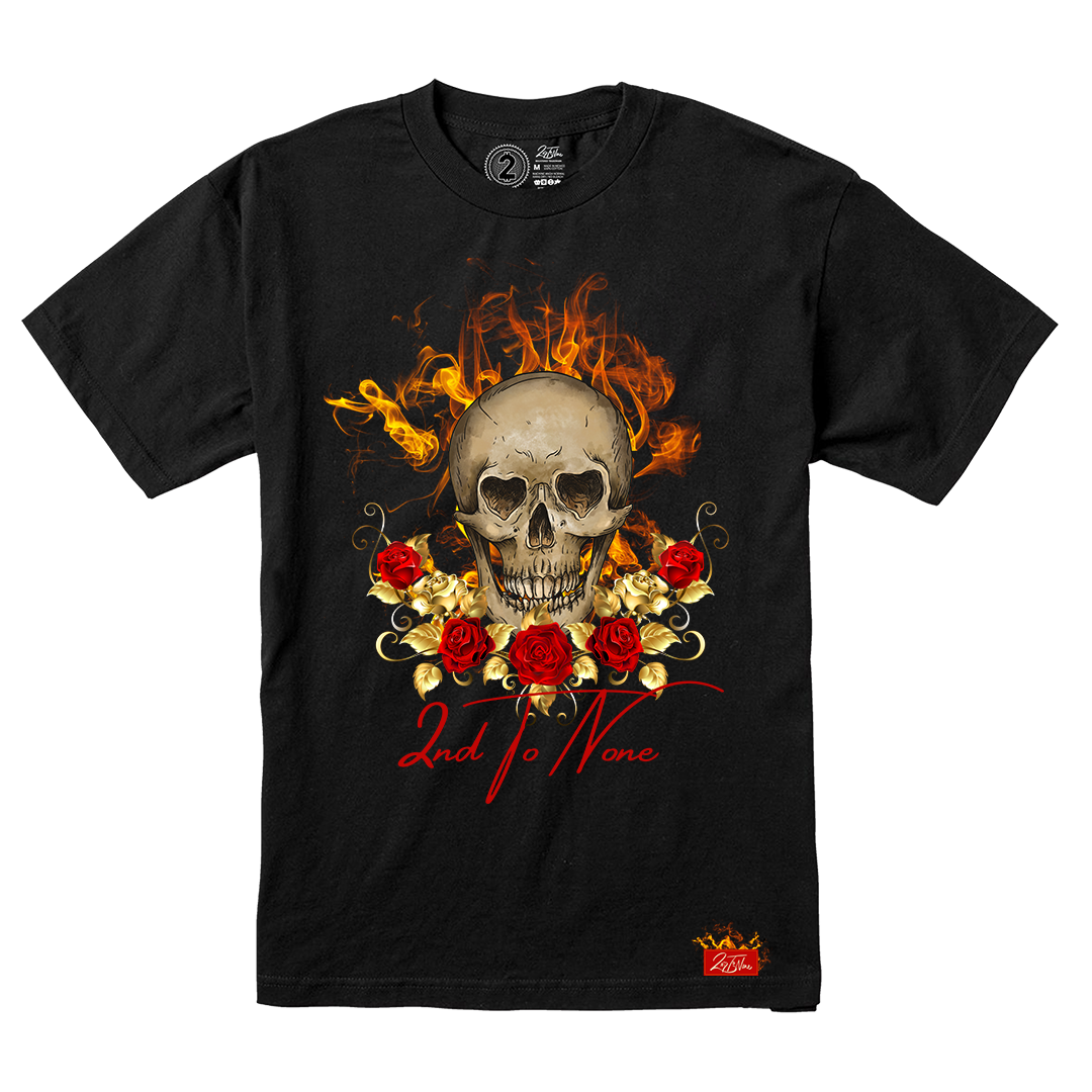 2nd To None Flaming Skull and Roses Tee (+4 colors)