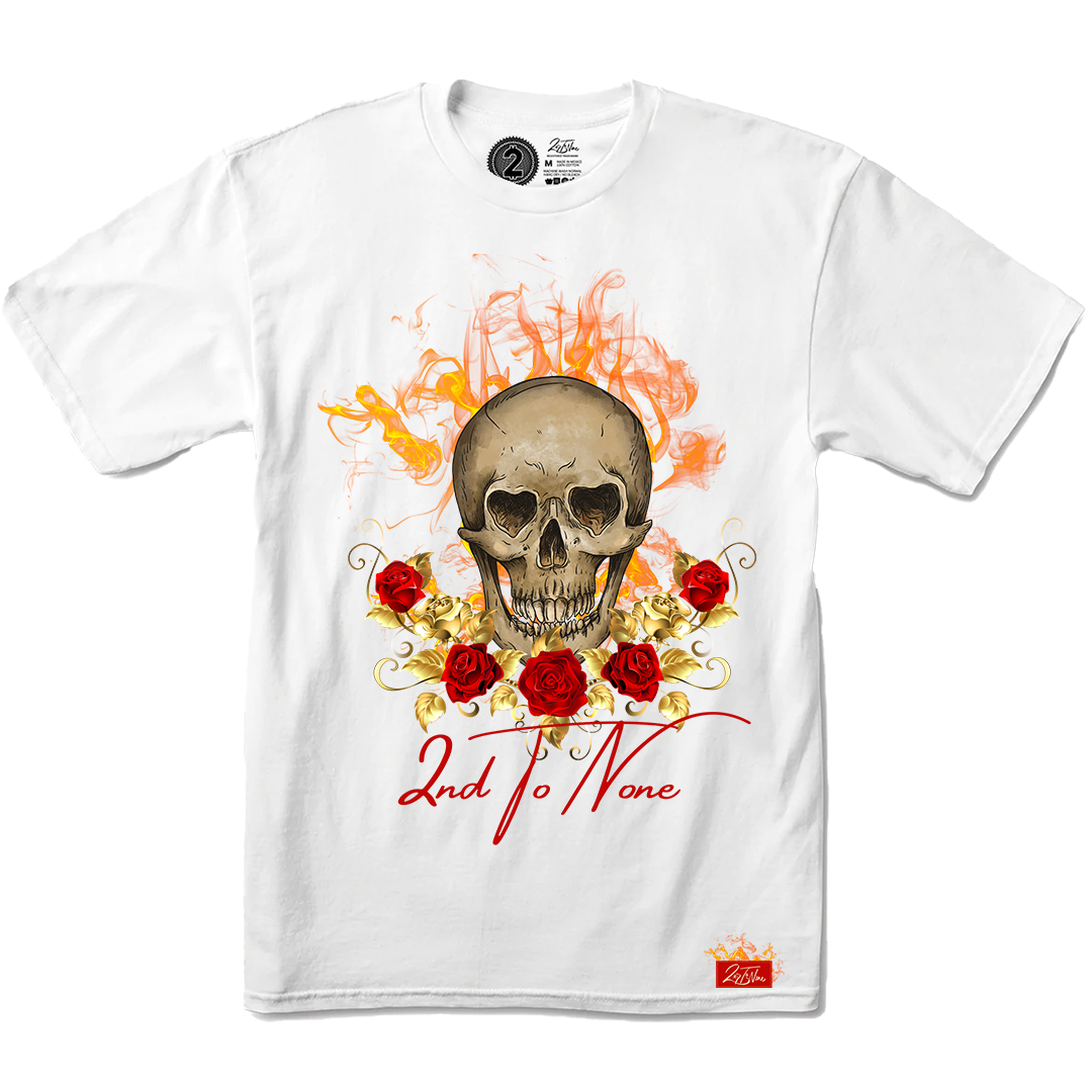 2nd To None Flaming Skull and Roses Tee (+4 colors)