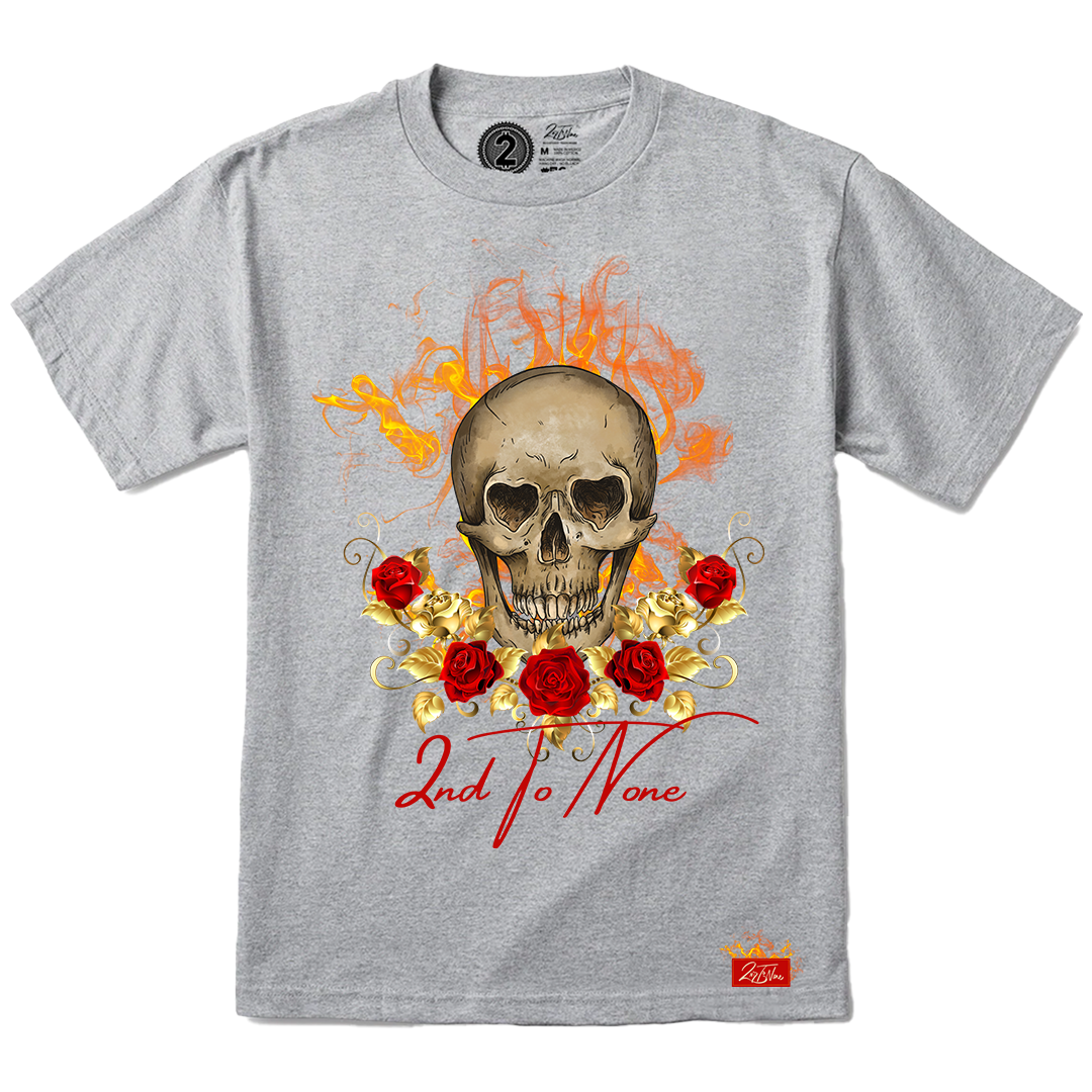 2nd To None Flaming Skull and Roses Tee (+4 colors)