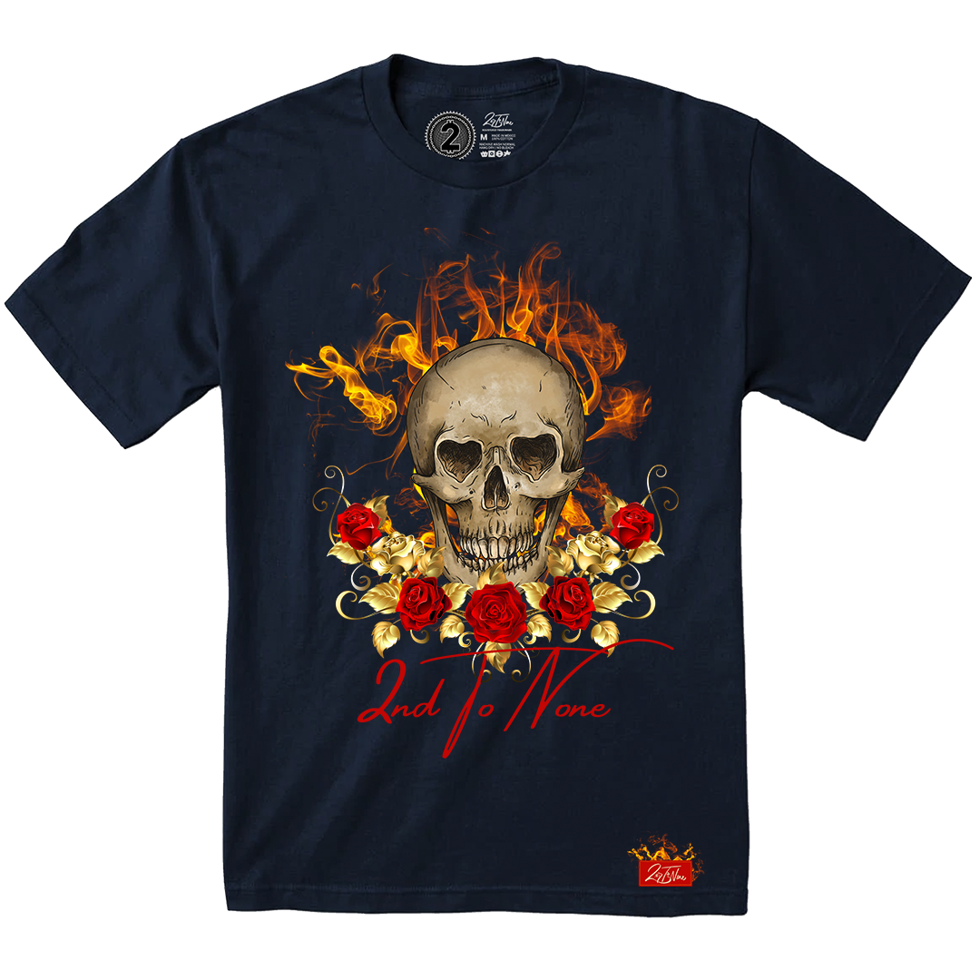 2nd To None Flaming Skull and Roses Tee (+4 colors)