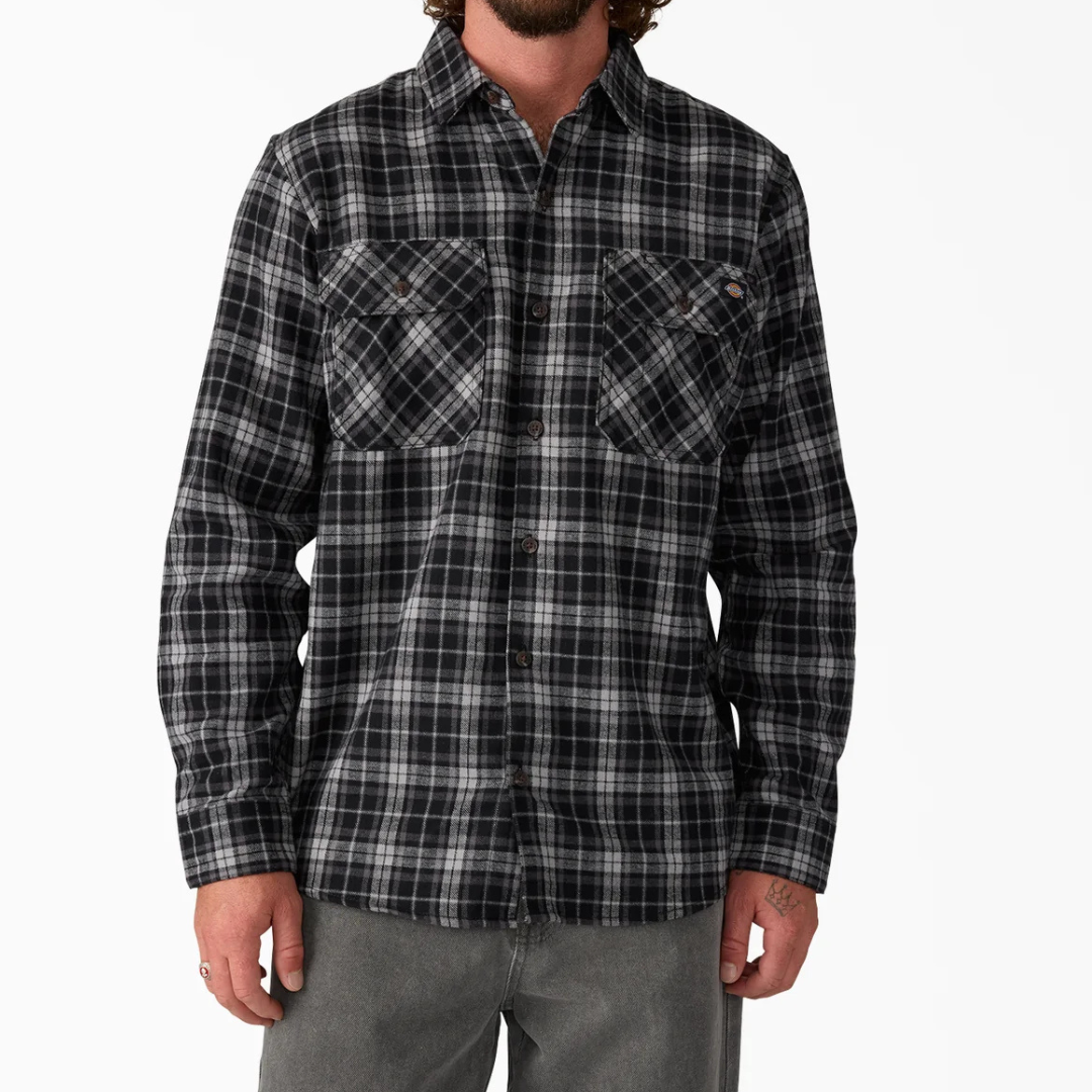 Dickies Long Sleeve Work Shirt Flannel (Black)
