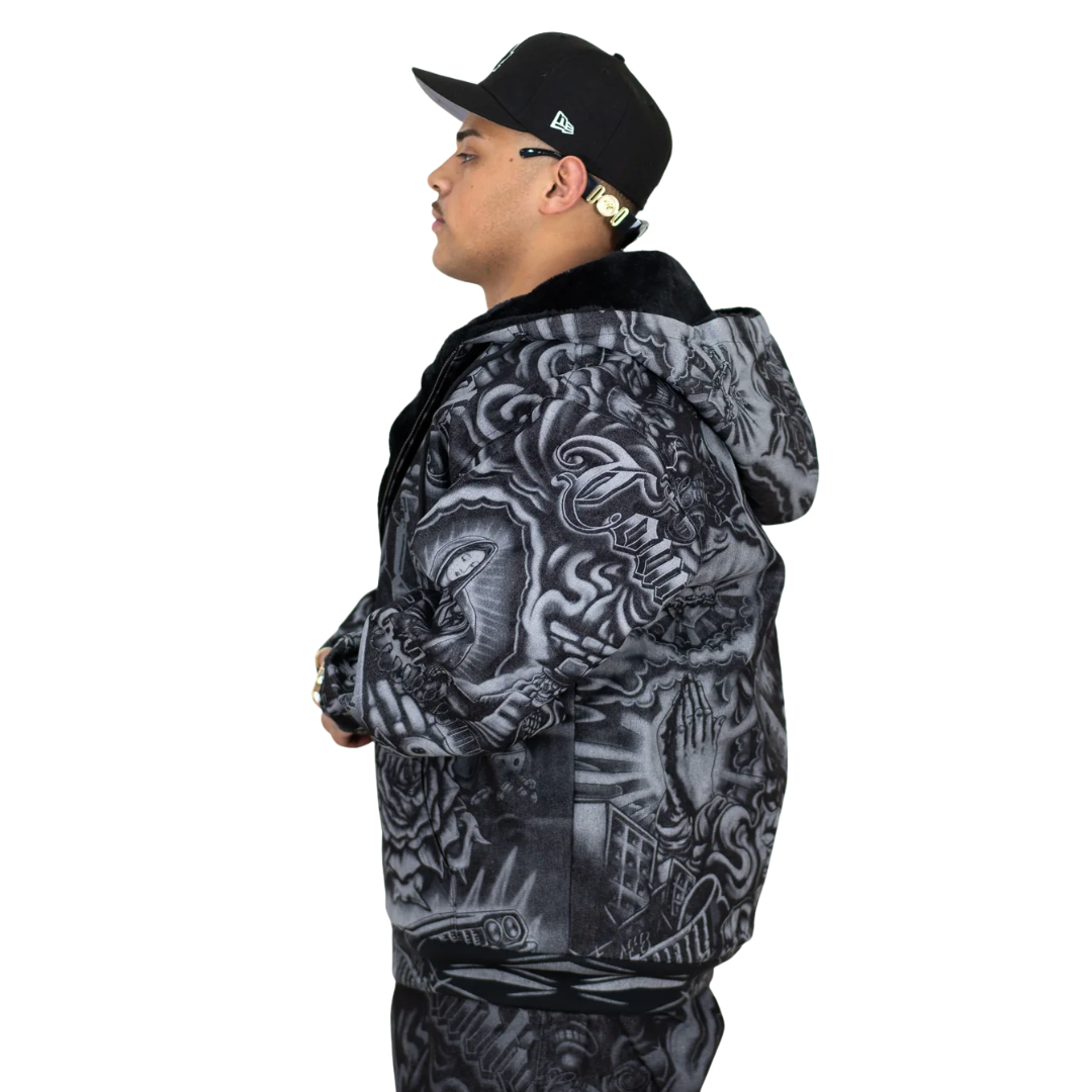 FB County Inked Up Cozy Denim Jacket (Black)
