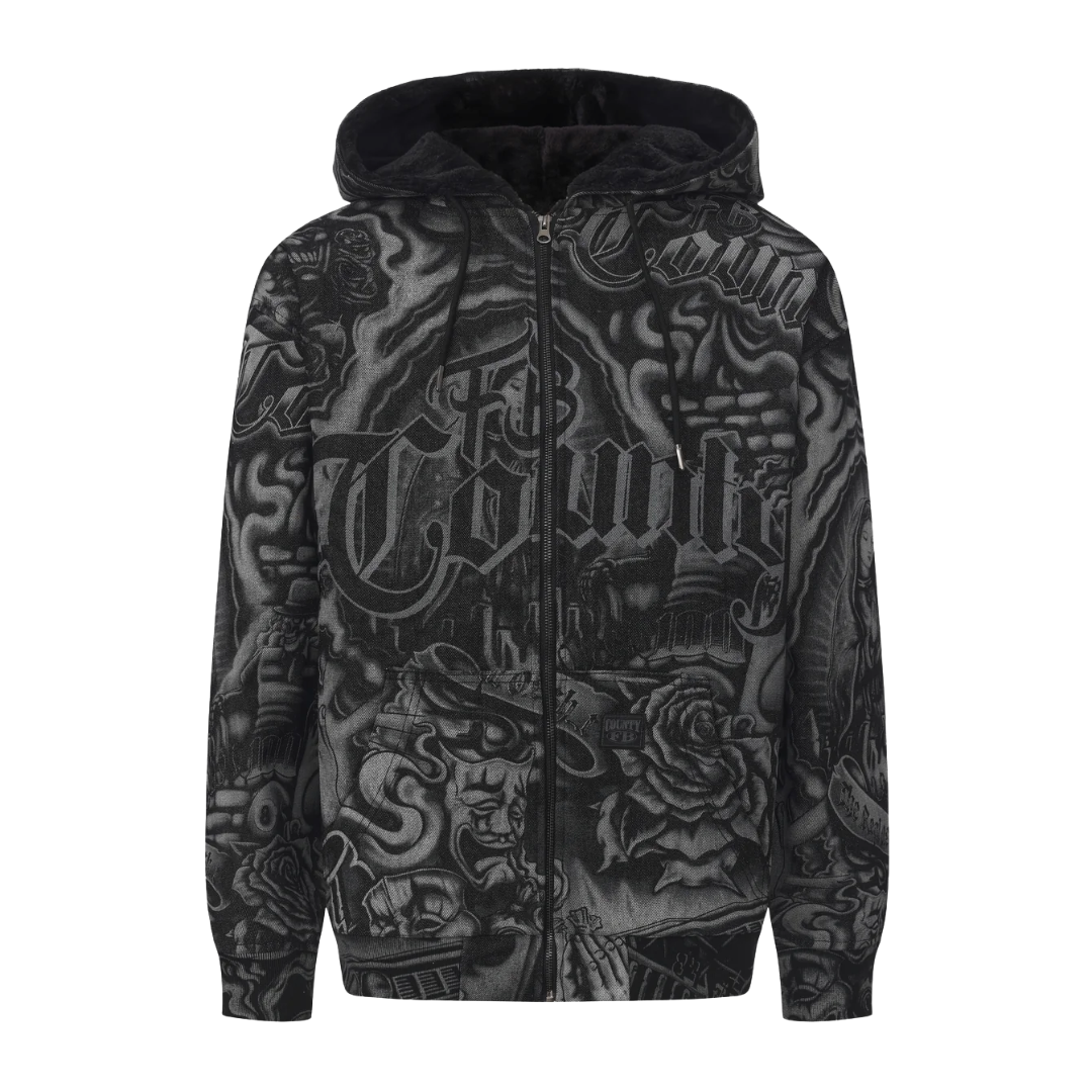 FB County Inked Up Cozy Denim Jacket (Black)