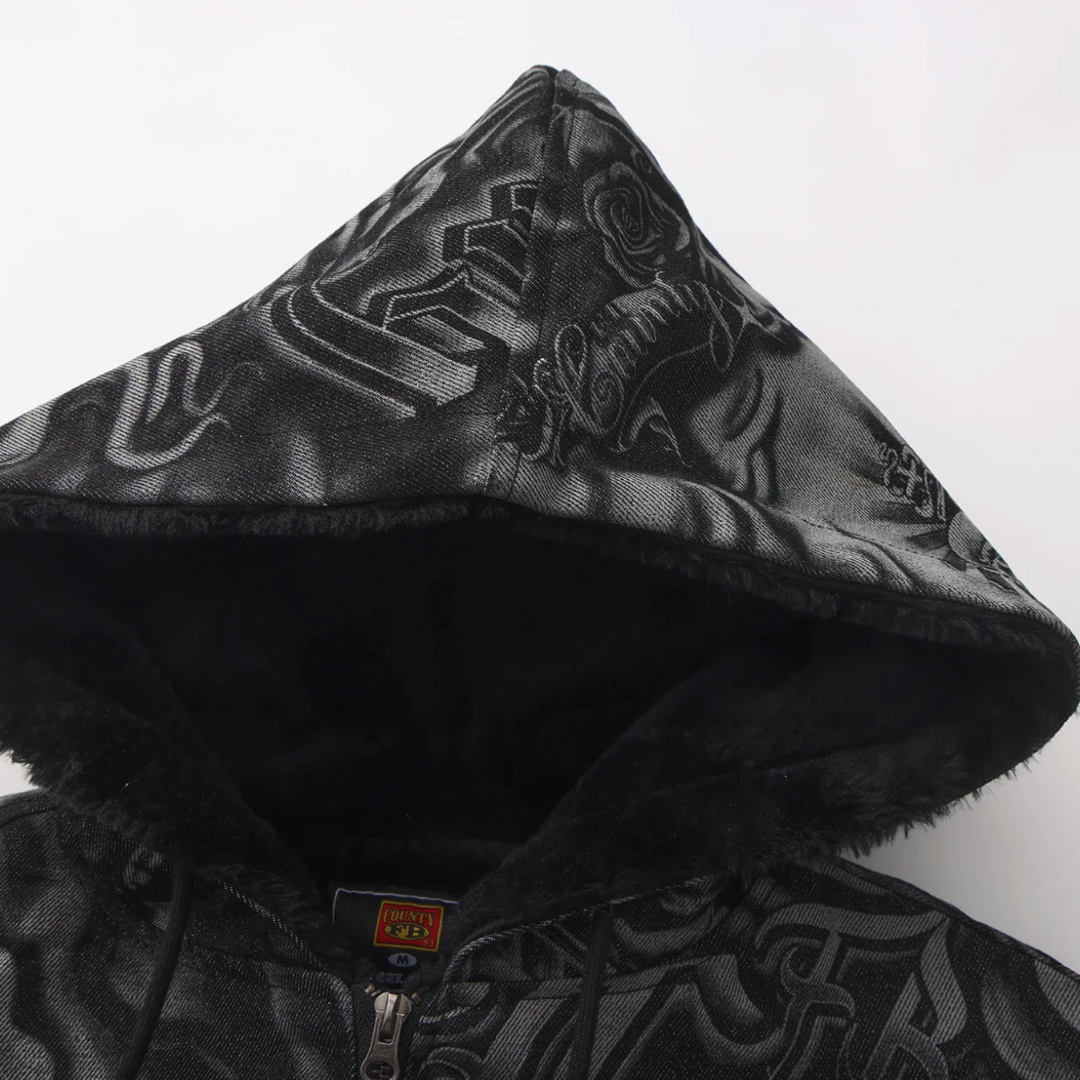 FB County Inked Up Cozy Denim Jacket (Black)