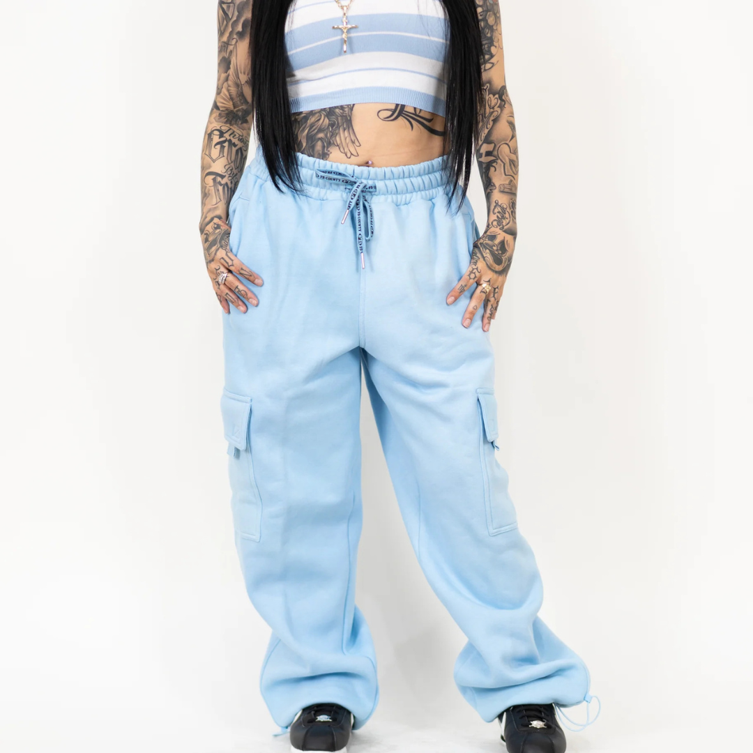 FB County Heavyweight Baggy Cargo Sweatpants (Baby-Blue)