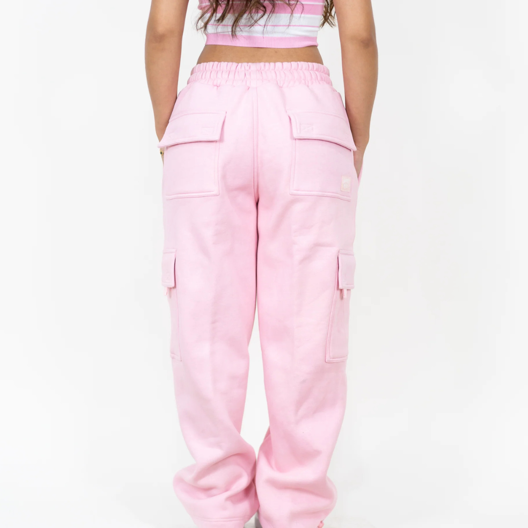 FB County Heavyweight Baggy Cargo Sweatpants (Baby-Pink)