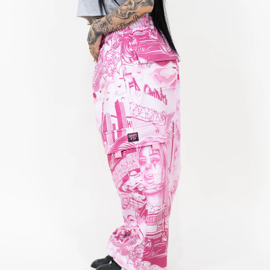 FB County Tatted Graffiti Sweatpant (Pink)
