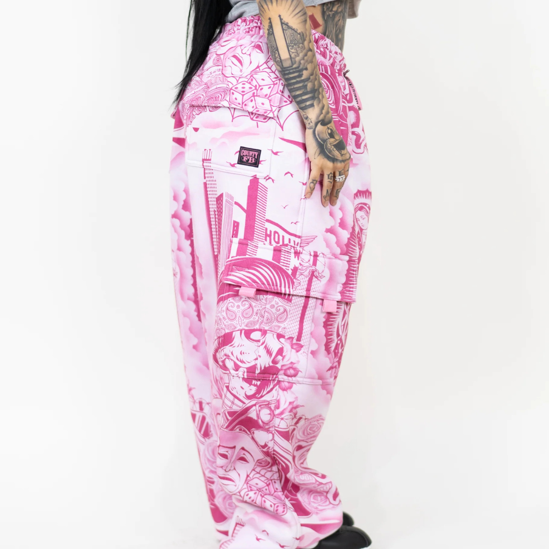 FB County Tatted Graffiti Sweatpant (Pink)