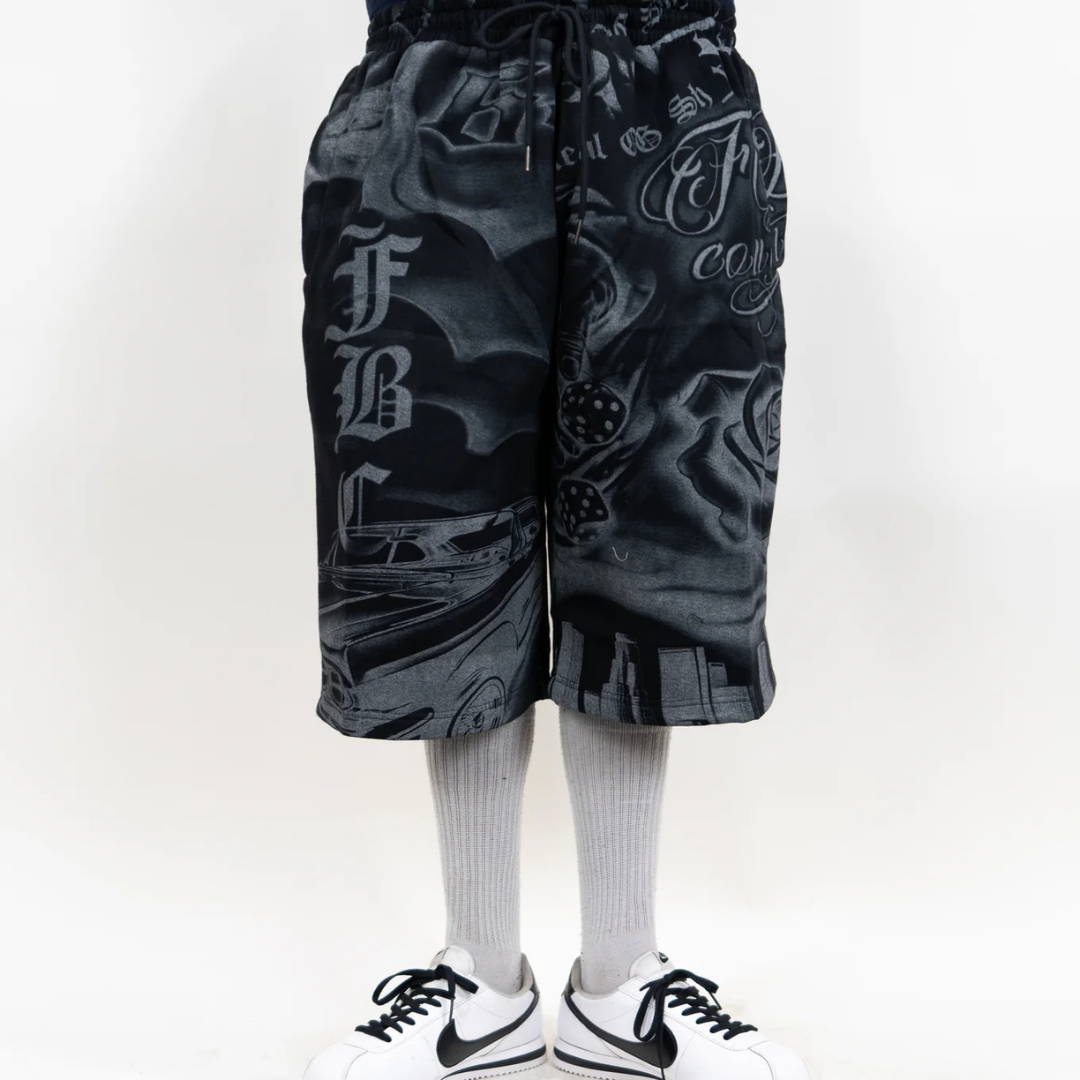 FB County Tatted Up Baggy Fleece Shorts (Black)