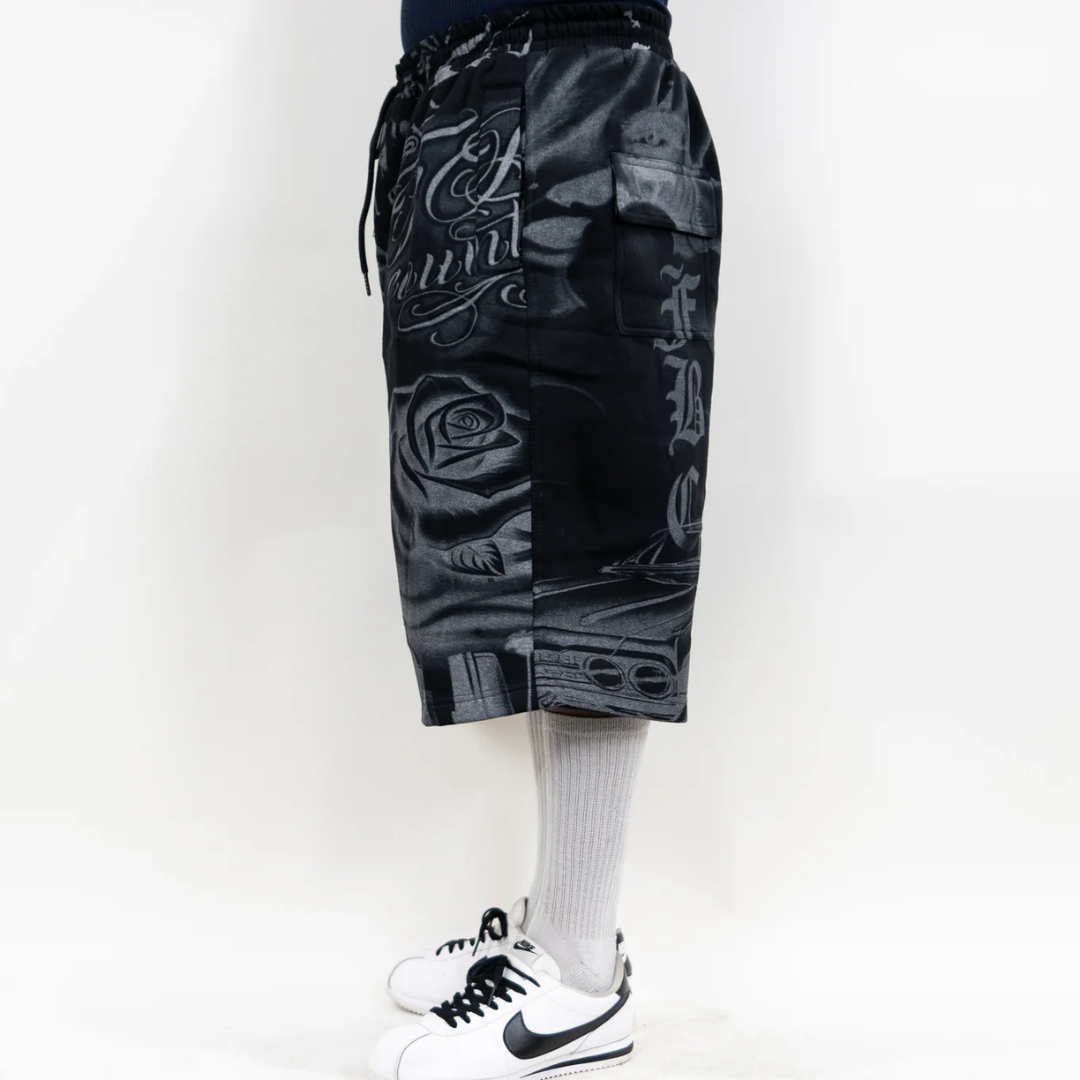 FB County Tatted Up Baggy Fleece Shorts (Black)