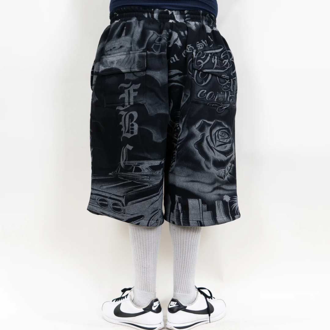 FB County Tatted Up Baggy Fleece Shorts (Black)