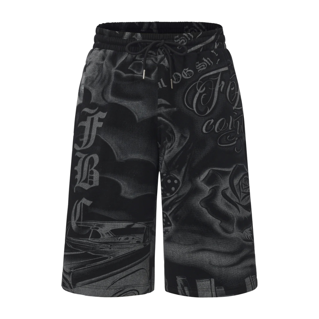 FB County Tatted Up Baggy Fleece Shorts (Black)