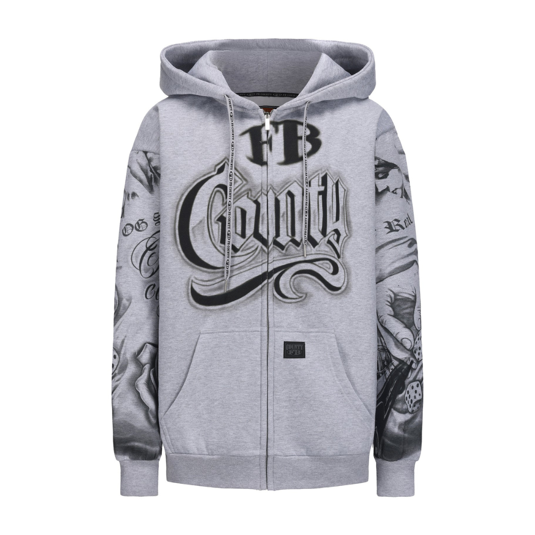 FB County Tatted Up Zip Hoodie (Gray)