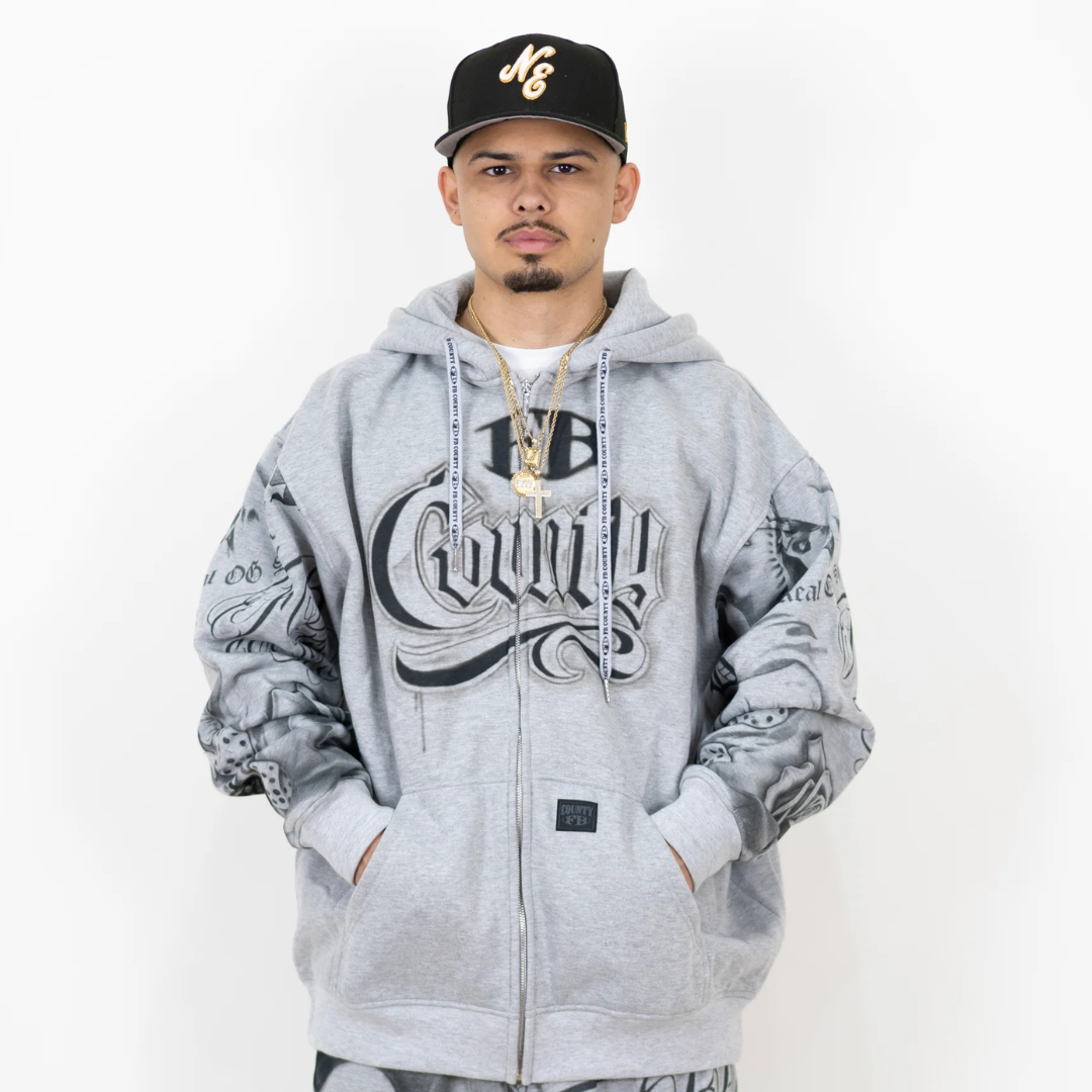 FB County Tatted Up Zip Hoodie (Gray)