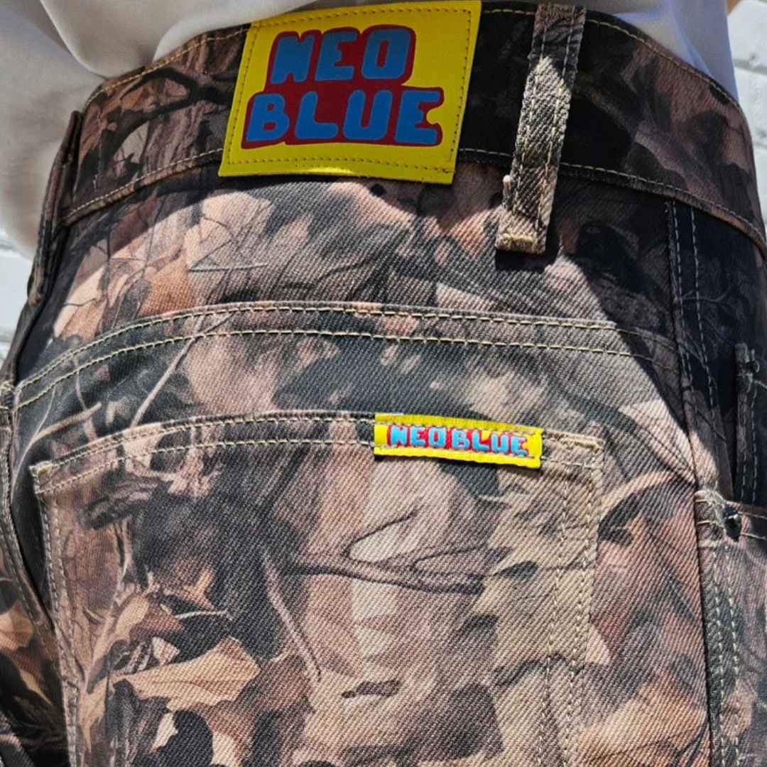 Neo Blue Baggy Carpenter Shorts Hunting Camo #1612
