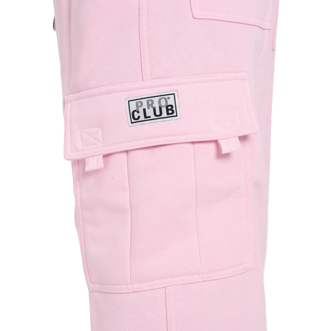 Pro Club Men's Heavyweight Fleece Cargo Pants (Light Pink)