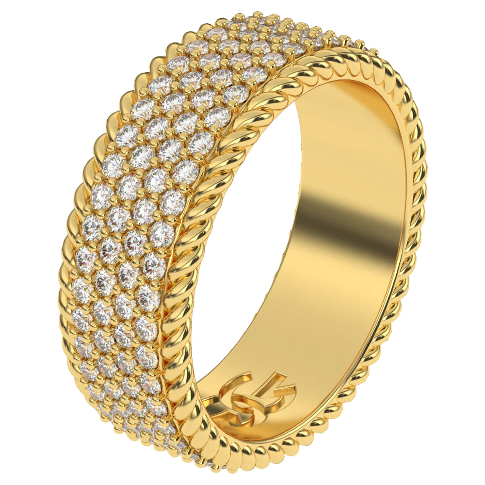 The Gold Gods- Diamond 4-Row Rope Ring (Gold)