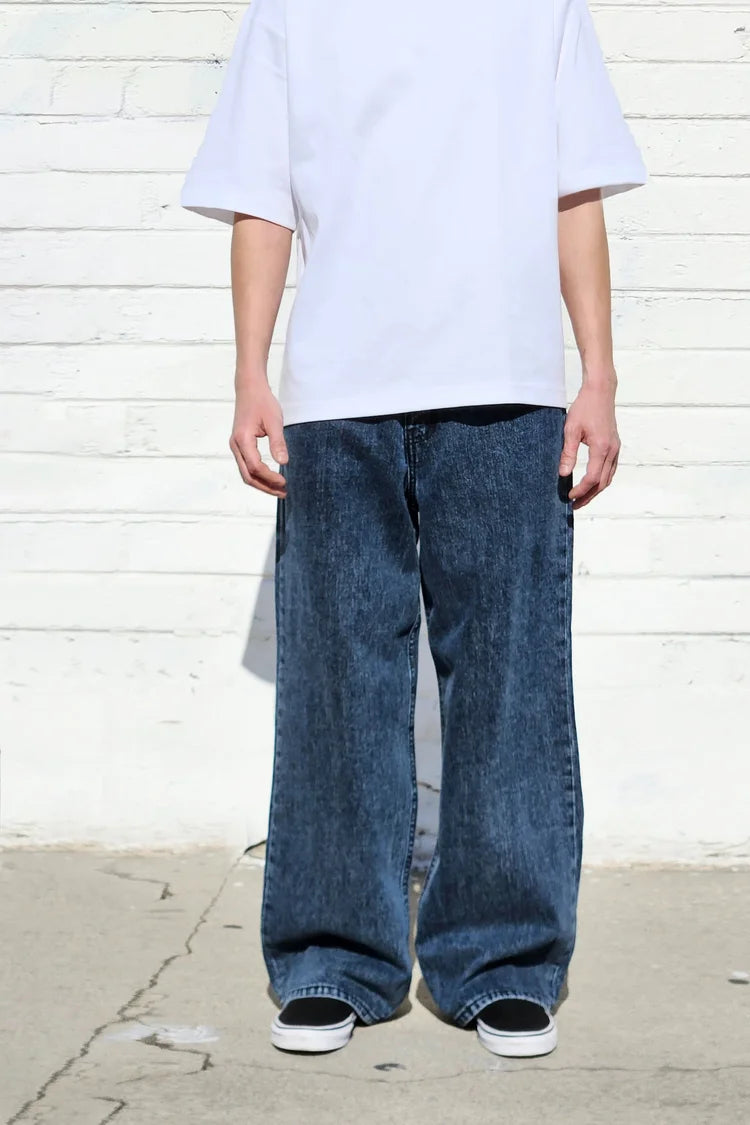 Neo Blue Acid Stone Dark Blue Super Baggy Jeans (NX-5042)