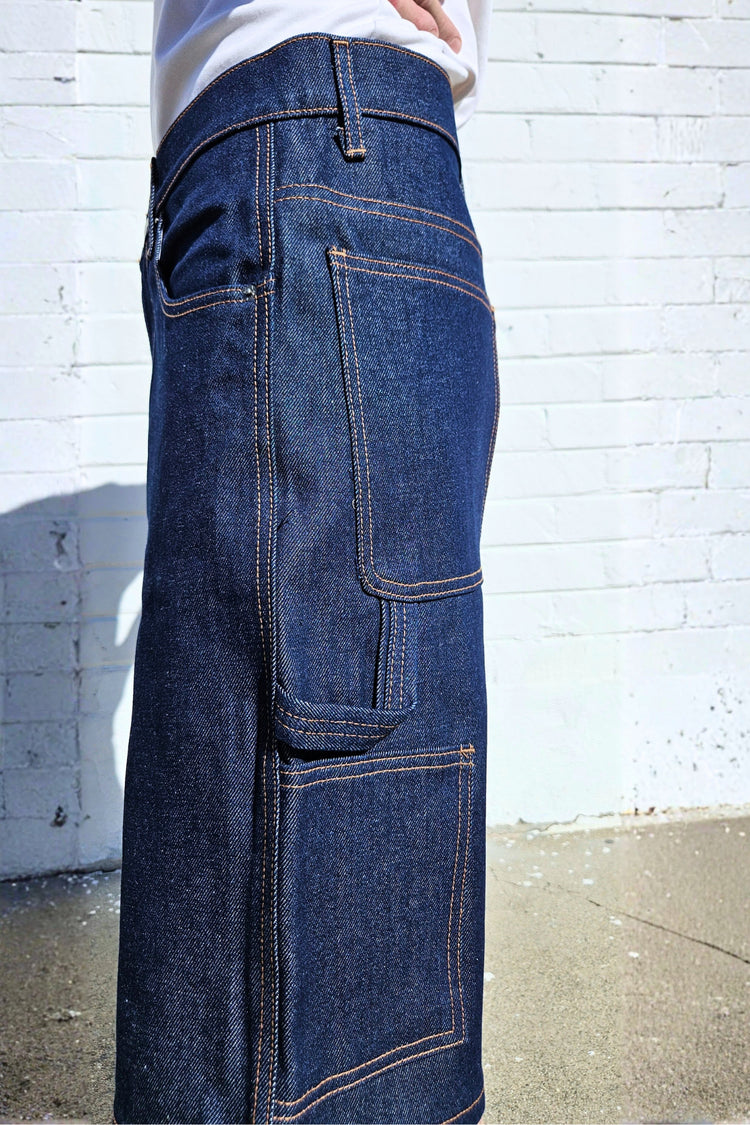 Neo Blue Raw Denim Light Blue Carpenter Jean Shorts (#1605)