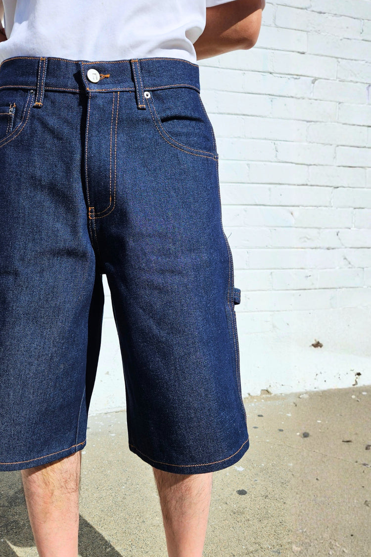 Neo Blue Raw Denim Light Blue Carpenter Jean Shorts (#1605)