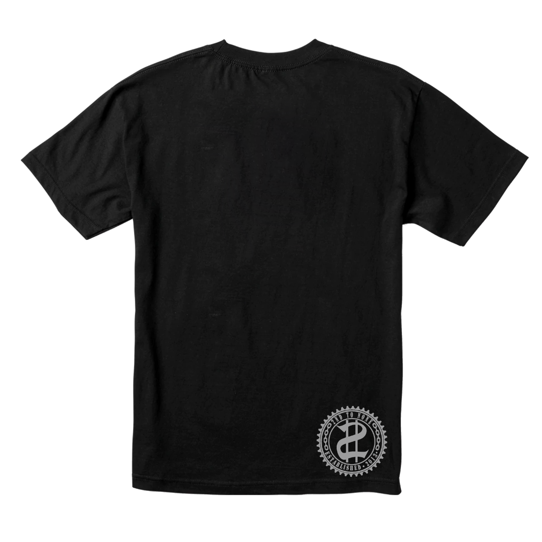 2nd To None Script Black Tee (Grey Reflective)