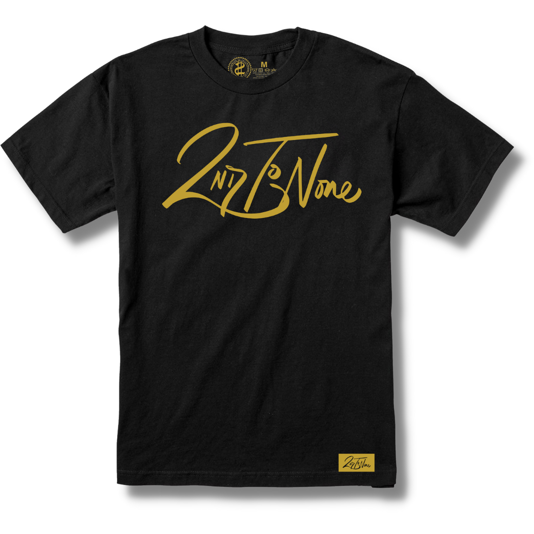 2nd To None Script Tee (Black / Gold)