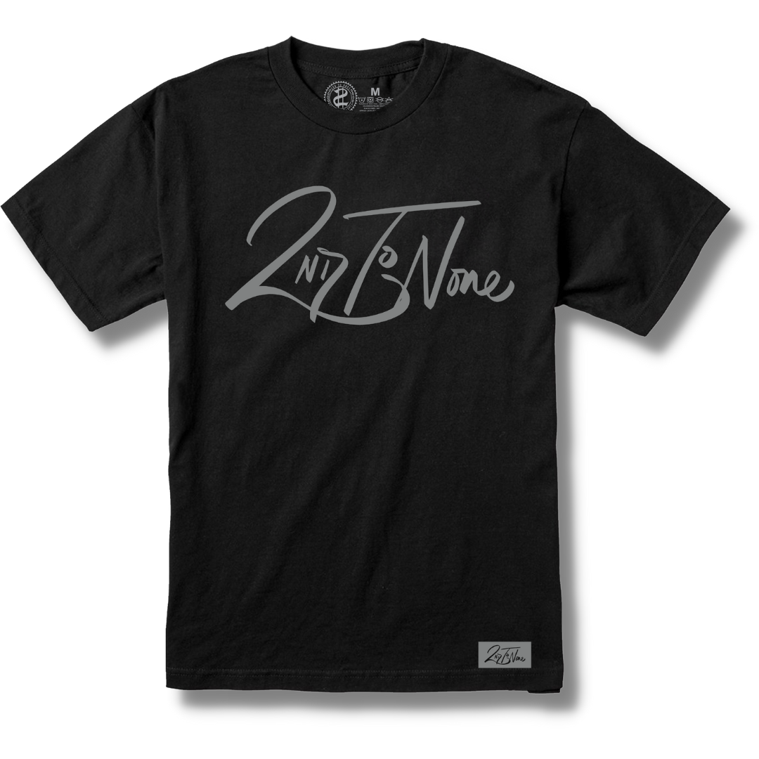 2nd To None Script Black Tee (Grey Reflective)
