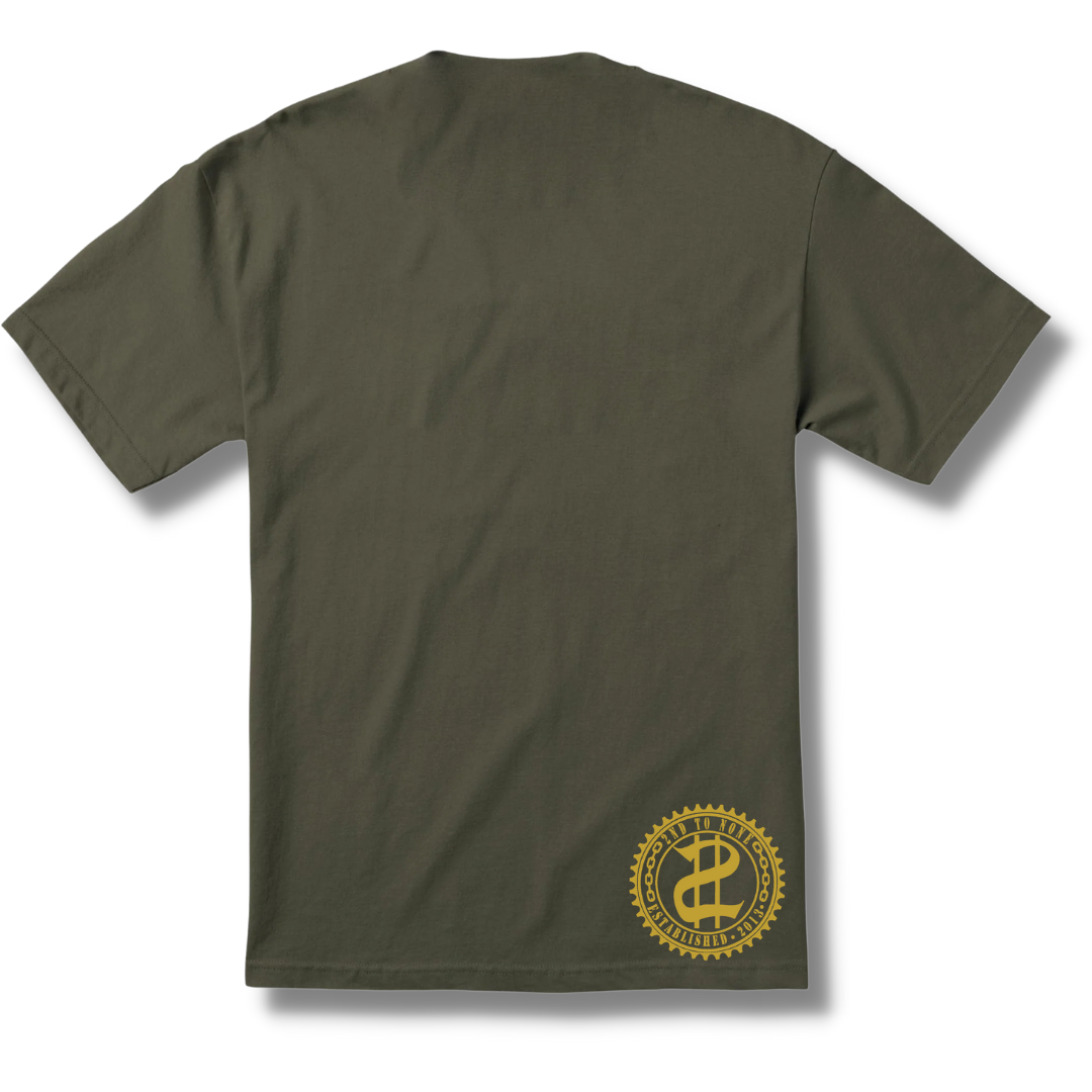 2nd To None Script Tee (Olive/Gold)