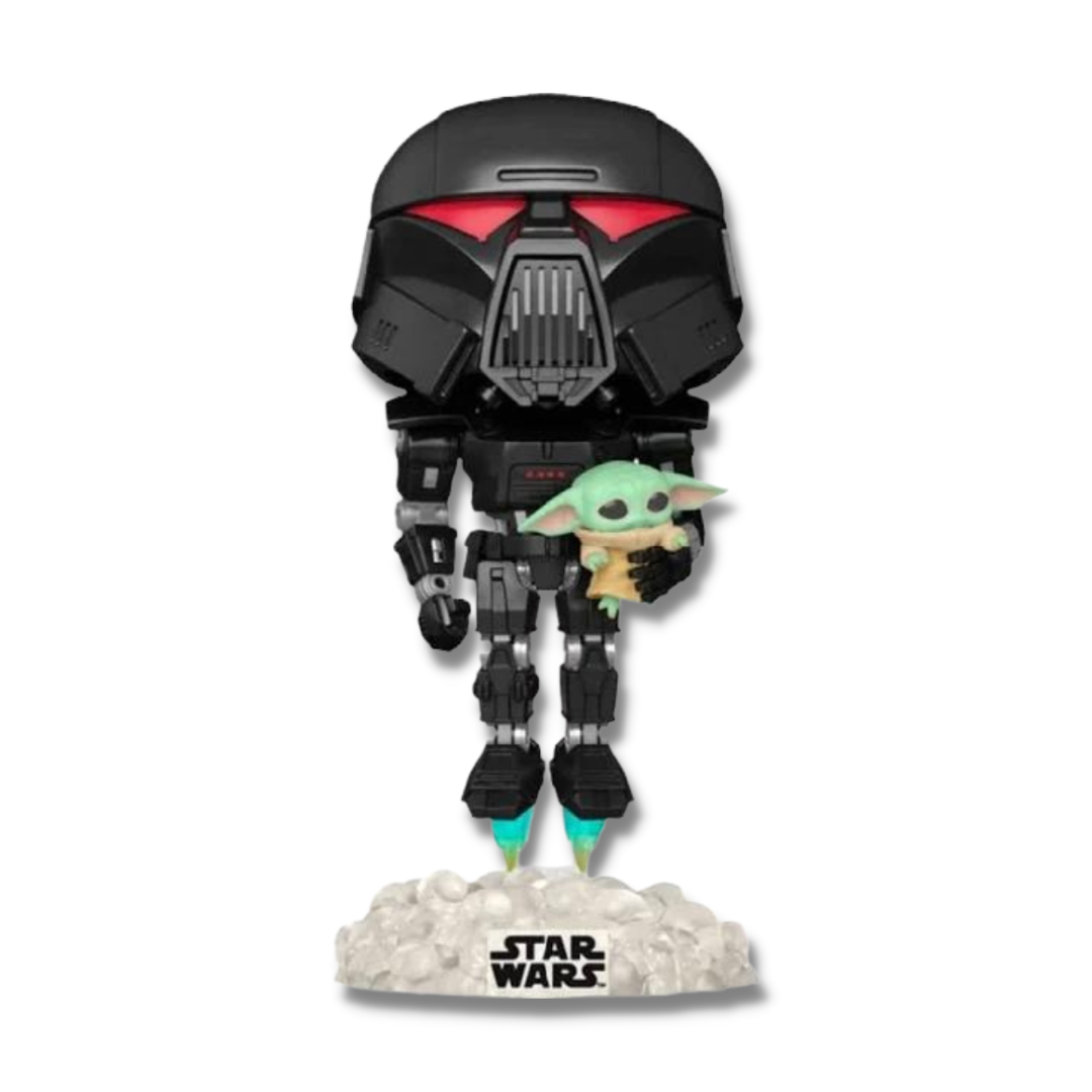 Funko Pop Star Wars: The Mandalorian Dark Trooper with Grogu Pop Figure #488