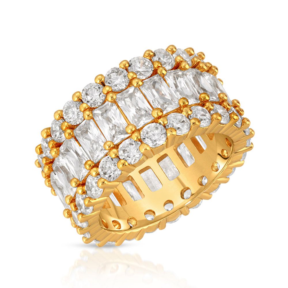 The Gold Gods- 3 Row Diamond Baguette Eternity Ring (Gold)