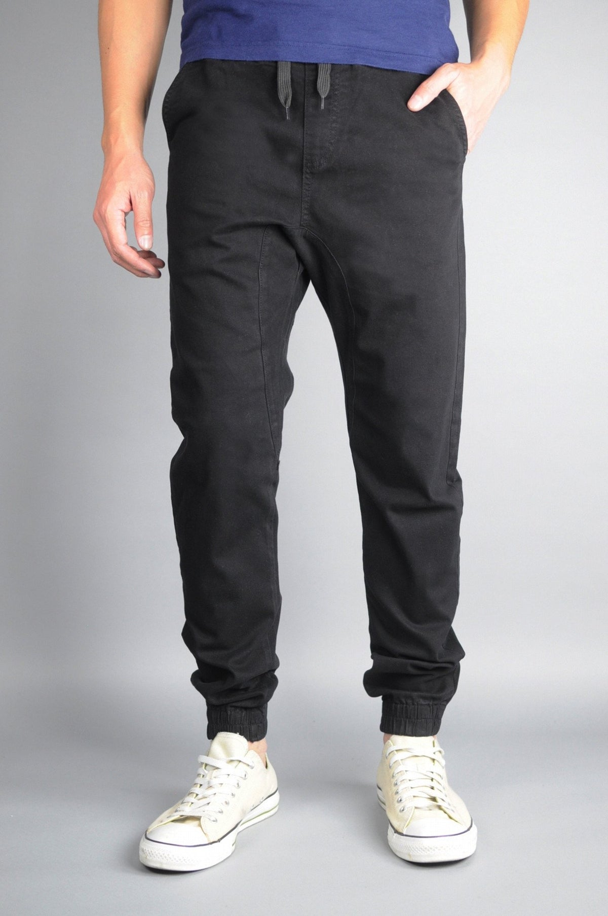 Neo Blue Twill Joggers (Black)