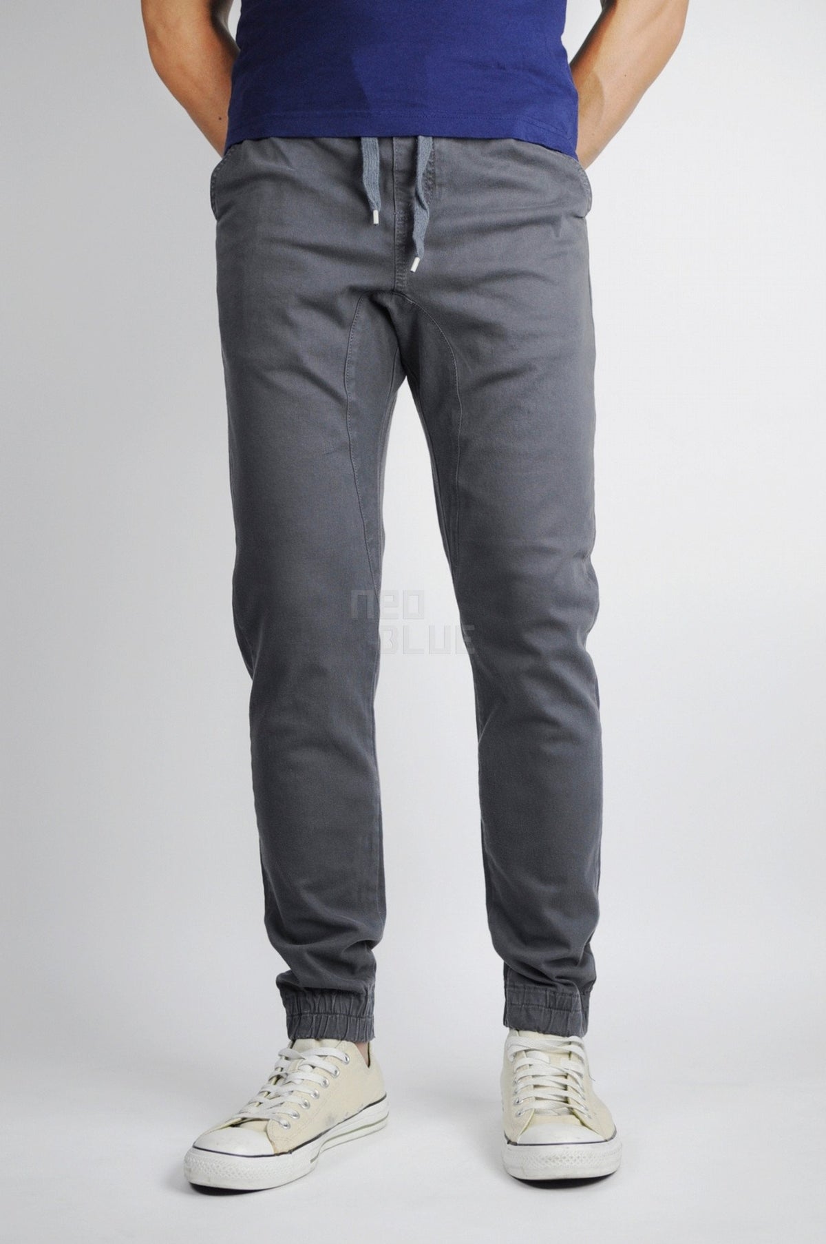 Neo Blue Twill Joggers (Charcoal)