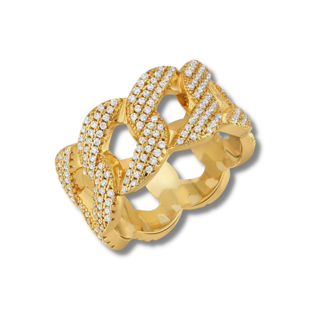 The Gold Gods- Diamond Cuban Link Ring (Gold)